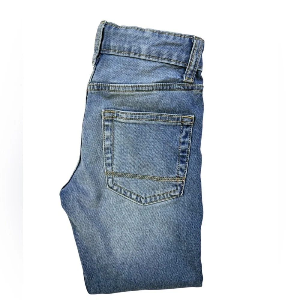 Cat & Jack Boys Blue Denim Adjustable Tabs Skinny Fit Stretch Jeans Size 6